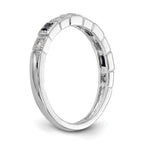 14k White Gold 1/10 carat Diamond and Blue Sapphire Baguette Complete Band
