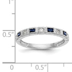 14k White Gold 1/10 carat Diamond and Blue Sapphire Complete Band