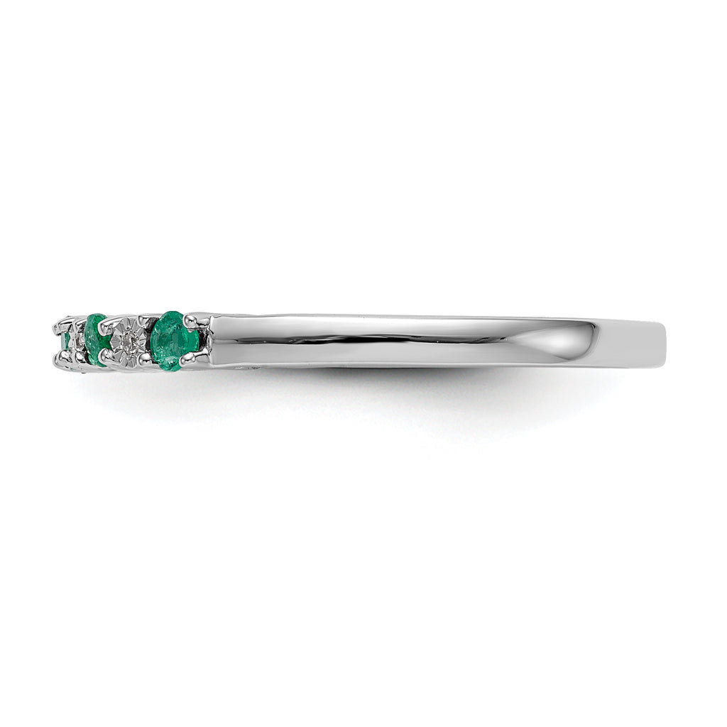 10K White Gold Diamond w/Emerald Band