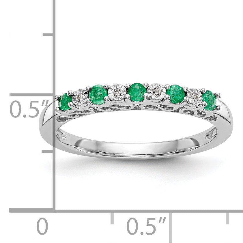 10K White Gold Diamond w/Emerald Band