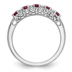 14k White Gold .01 carat Diamond and Ruby Complete Band