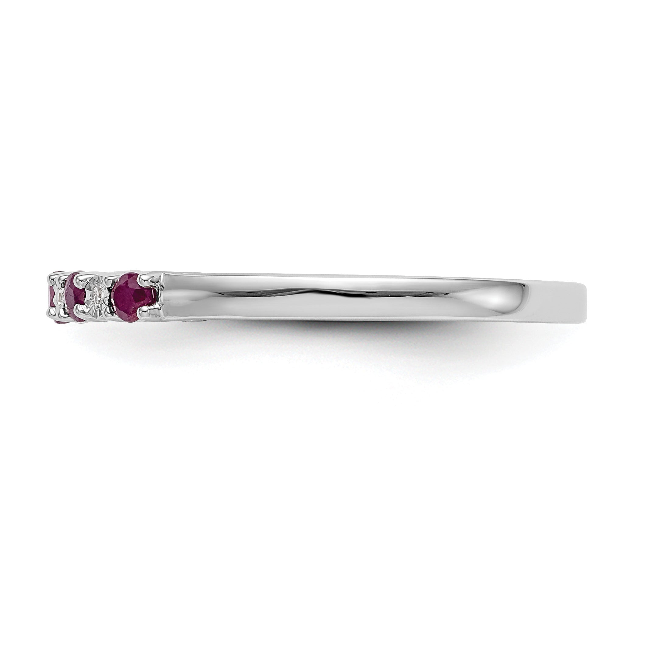 14k White Gold .01 carat Diamond and Ruby Complete Band Secondary image