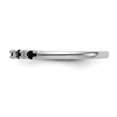 14k White Gold .01 carat Diamond and Blue Sapphire Complete Band