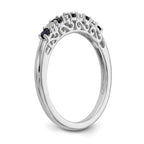 14k White Gold .01 carat Diamond and Blue Sapphire Complete Band