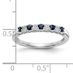 14k White Gold .01 carat Diamond and Blue Sapphire Complete Band