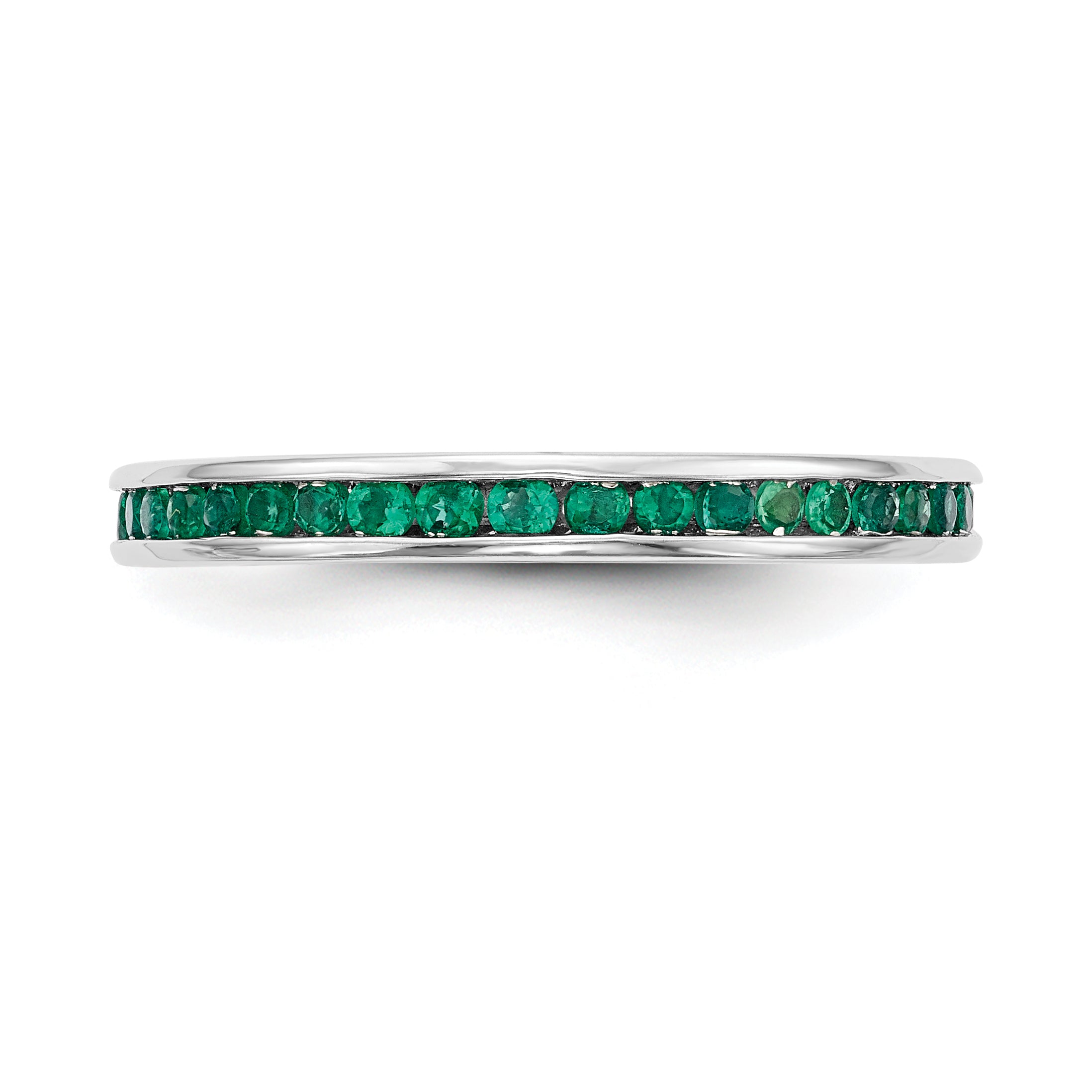 14k White Gold Emerald Complete Channel Band