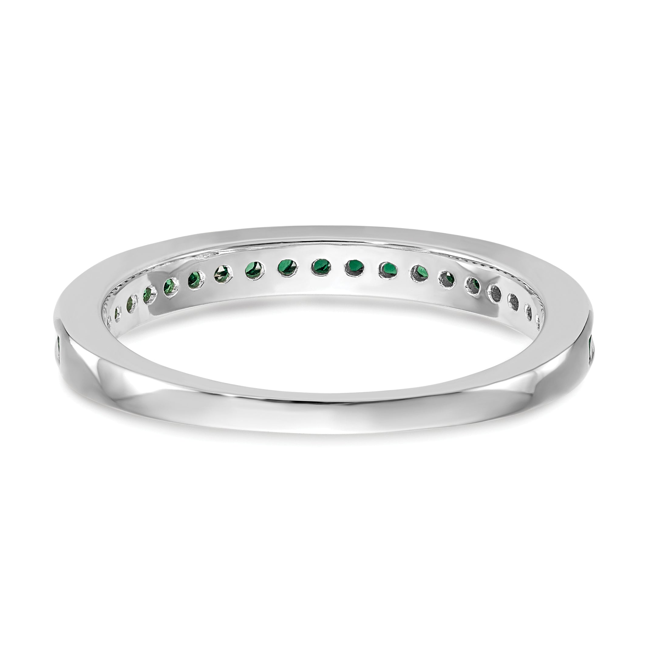 14k White Gold Emerald Complete Channel Band