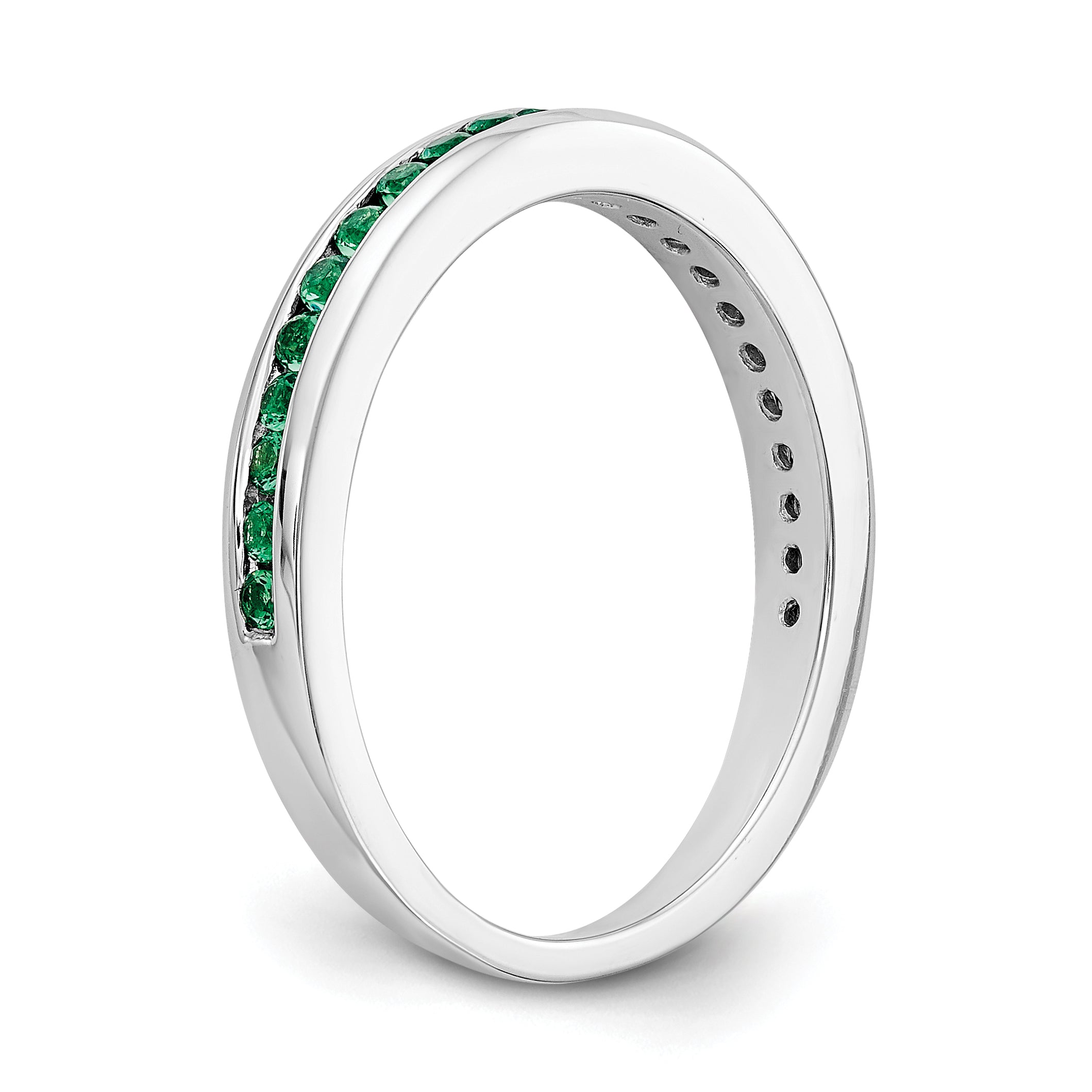 14k White Gold Emerald Complete Channel Band