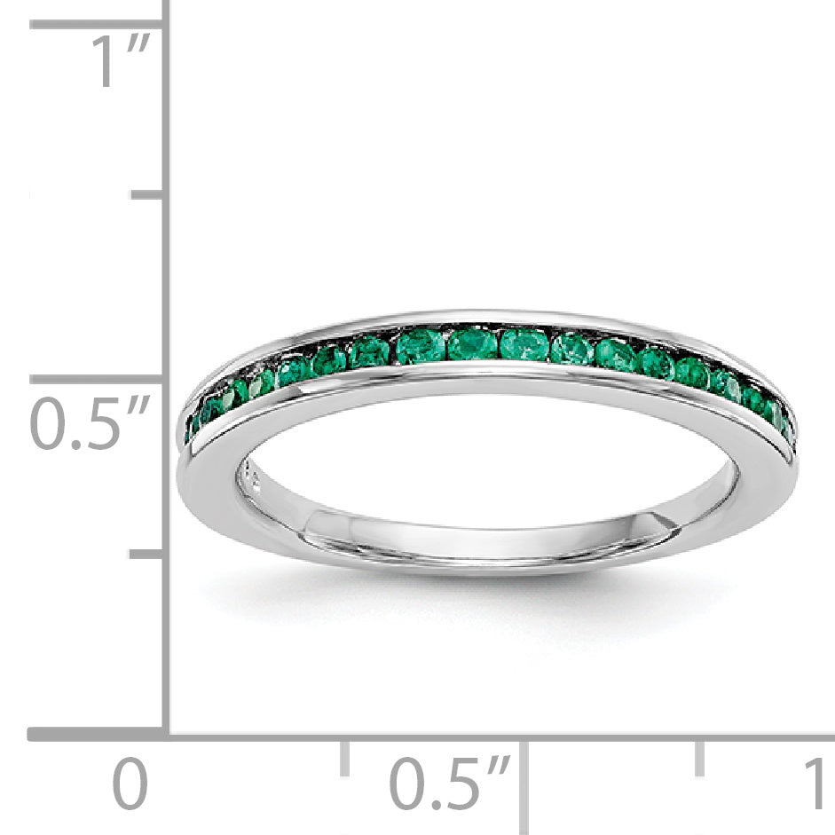 14k White Gold Emerald Complete Channel Band