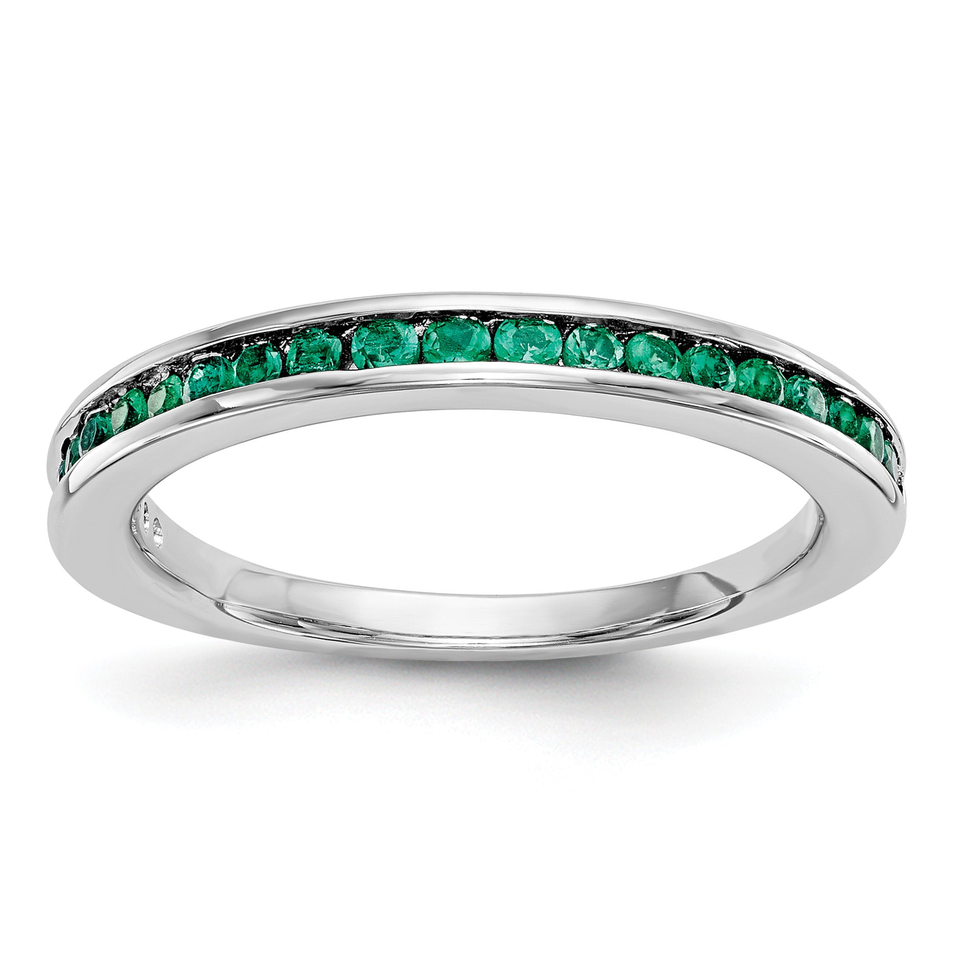 14k White Gold Emerald Complete Channel Band Main image