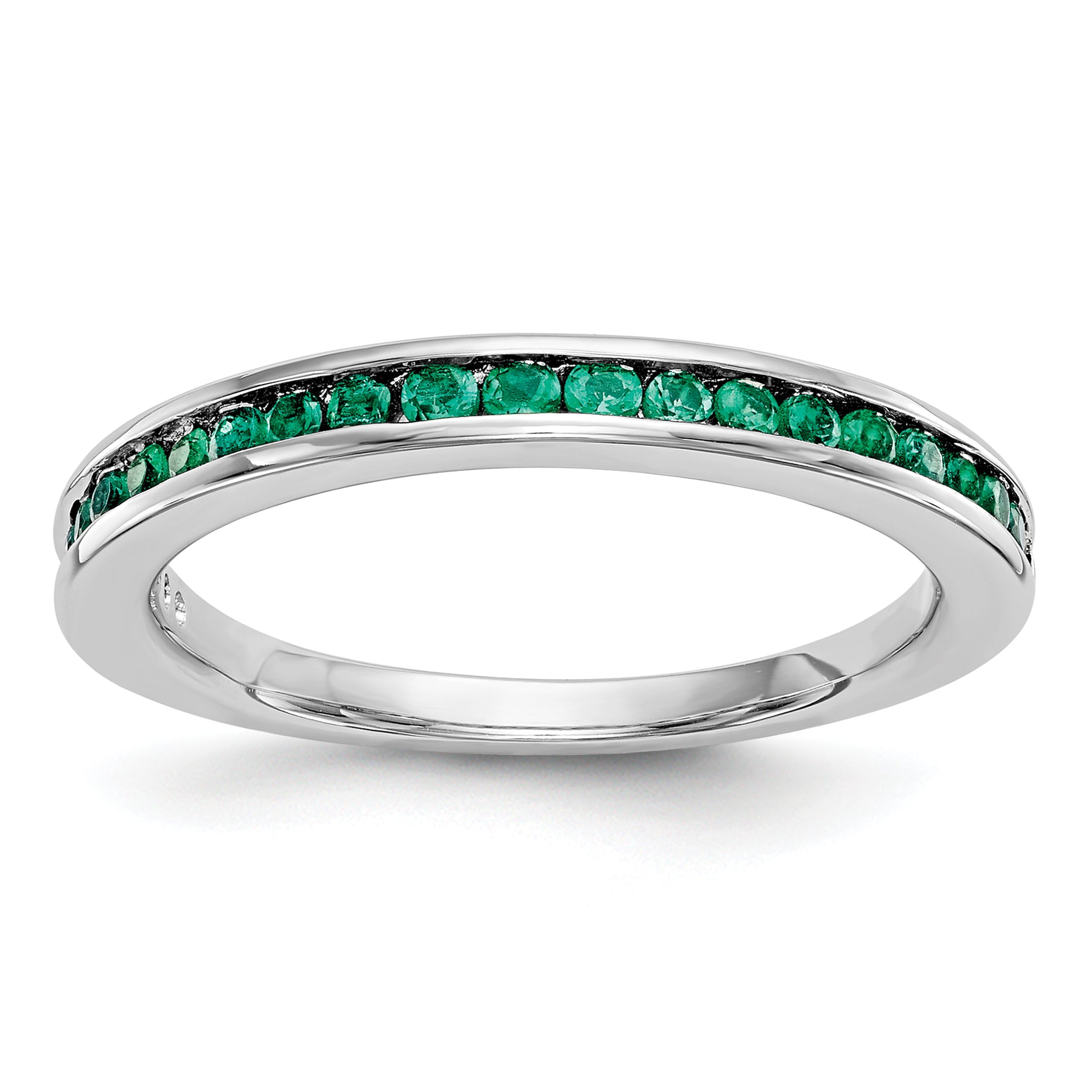 14k White Gold Emerald Complete Channel Band Main image
