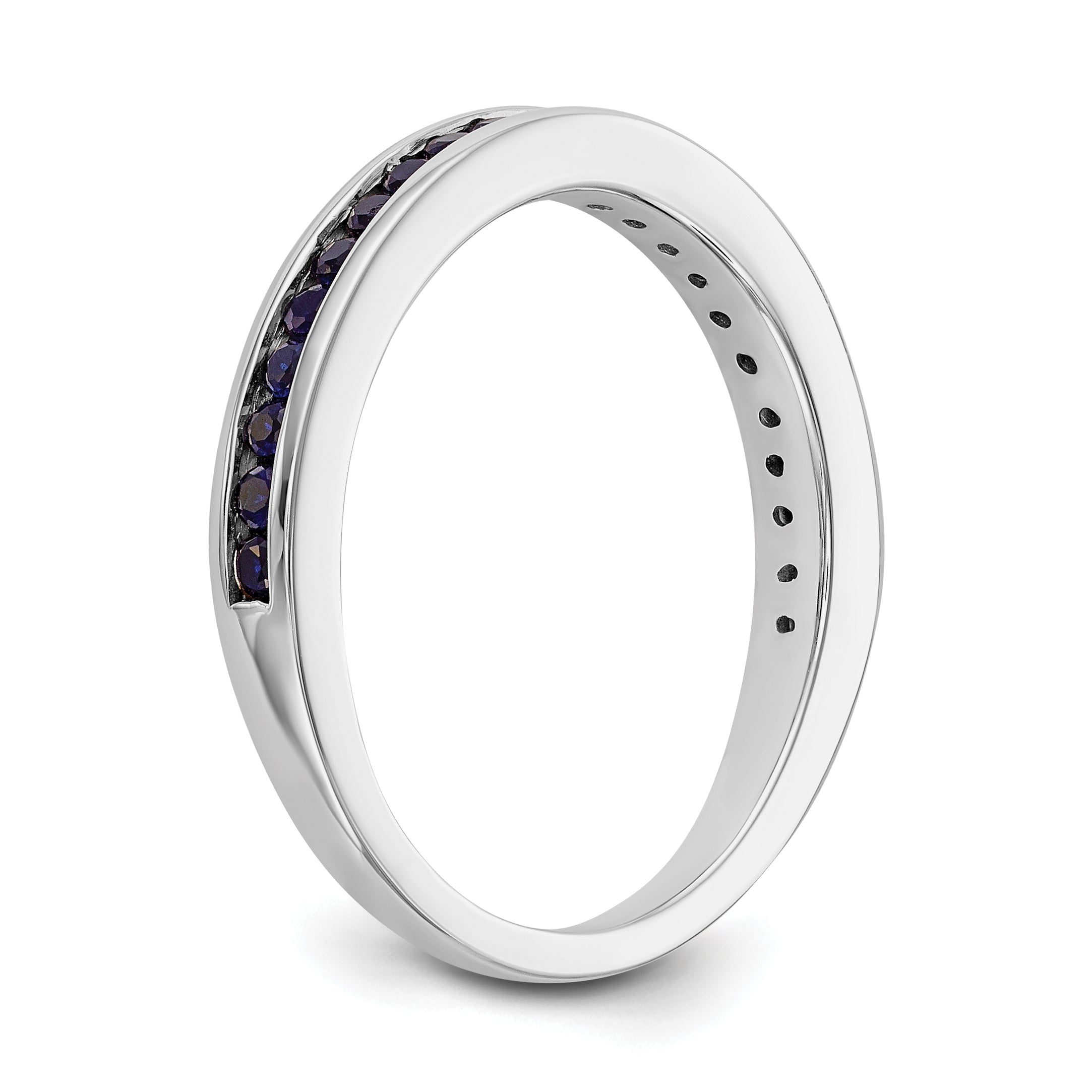 14k White Gold Blue Sapphire Complete Channel Band
