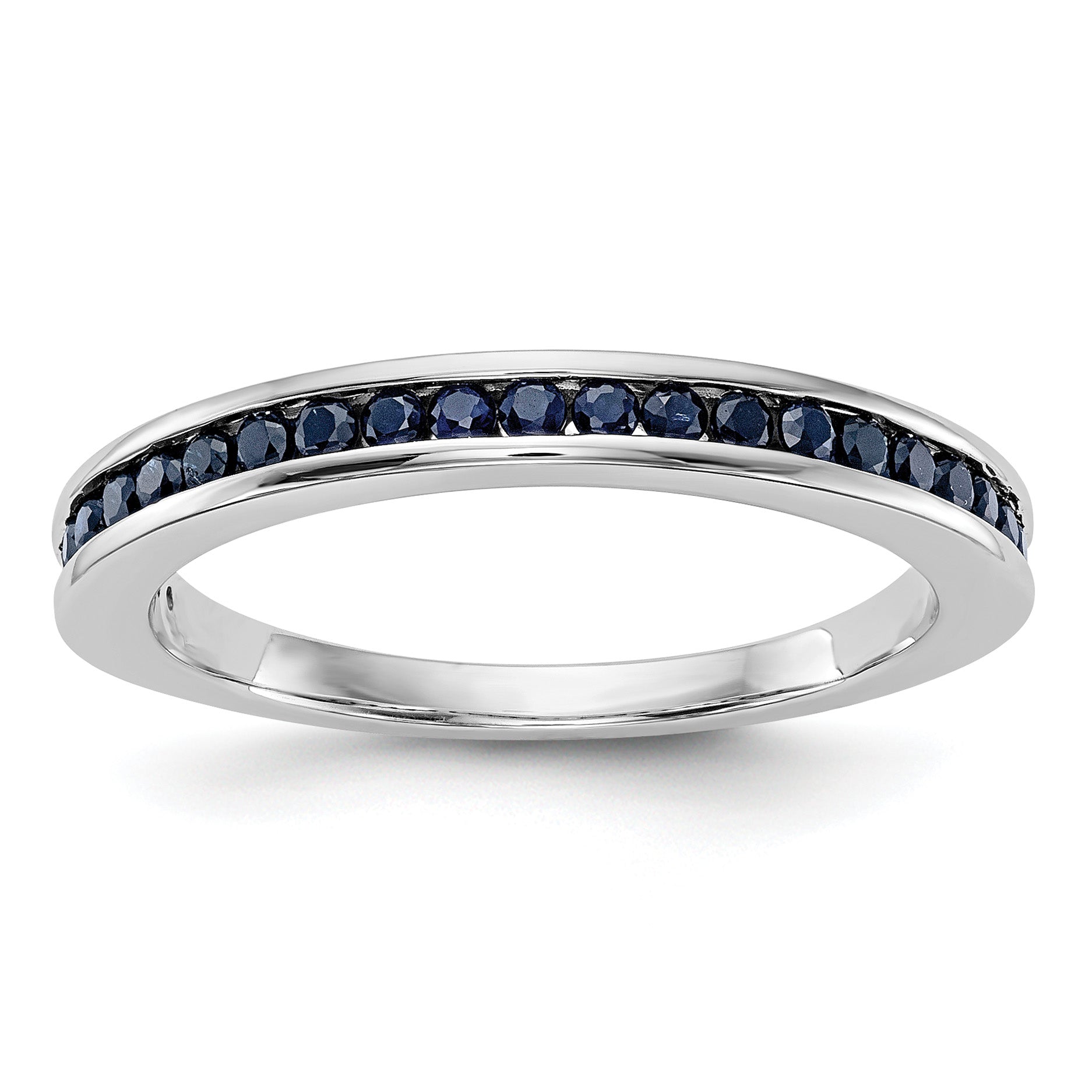 14k White Gold Blue Sapphire Complete Channel Band Main image