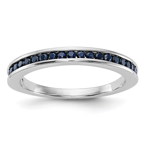 14k White Gold Blue Sapphire Complete Channel Band - Sophia Jewelers