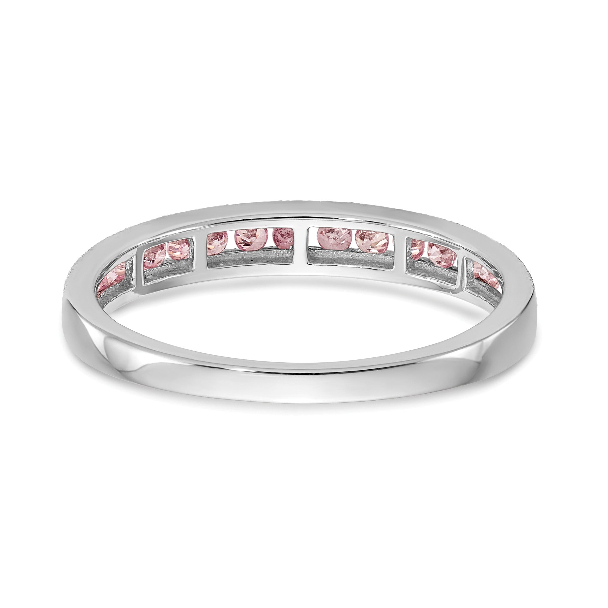14k White Gold Pink Sapphire Complete Channel Band