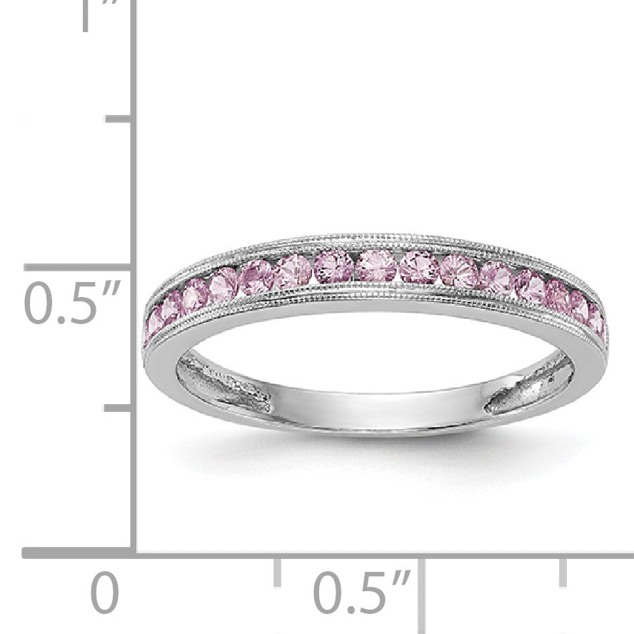 14k White Gold Pink Sapphire Complete Channel Band