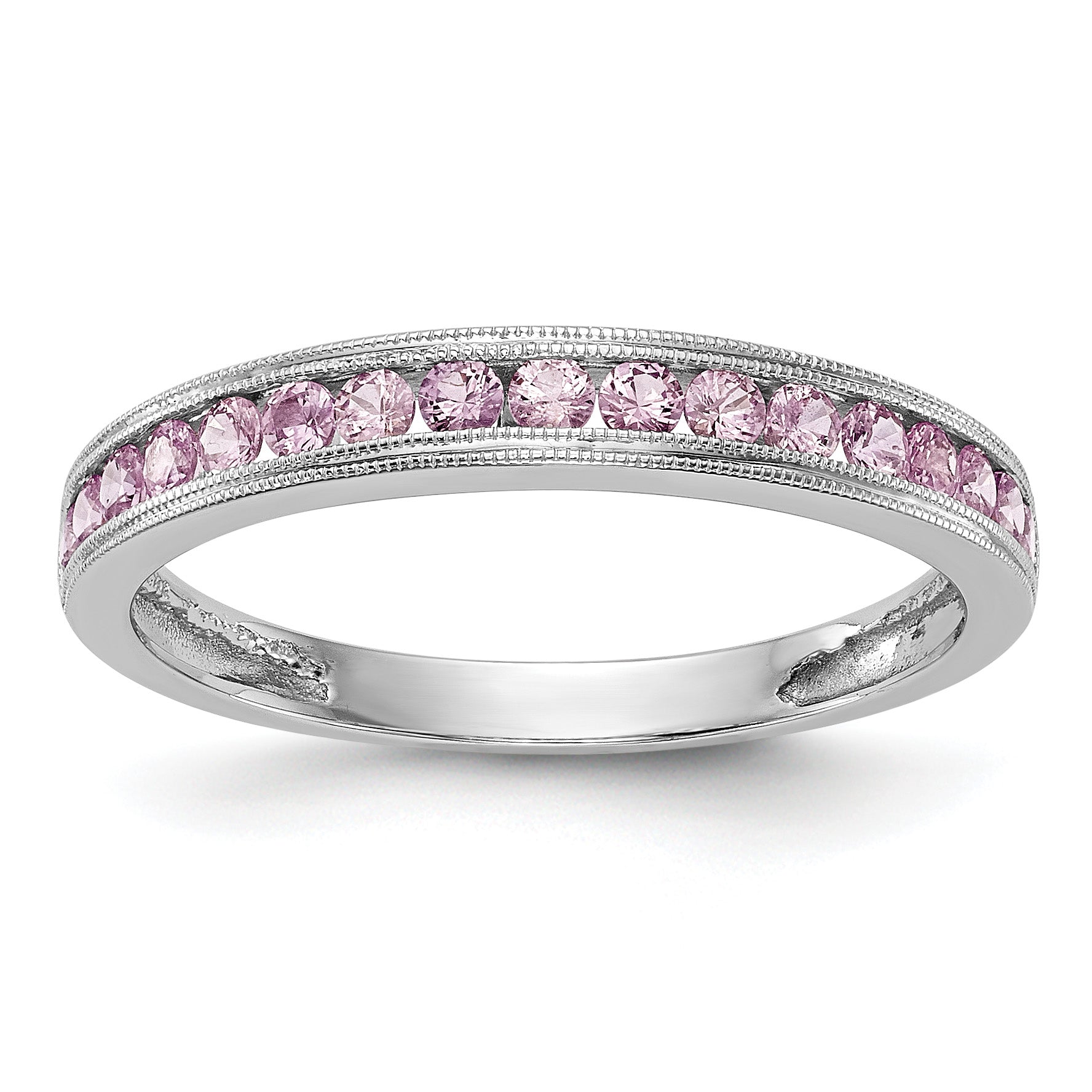 14k White Gold Pink Sapphire Complete Channel Band Main image