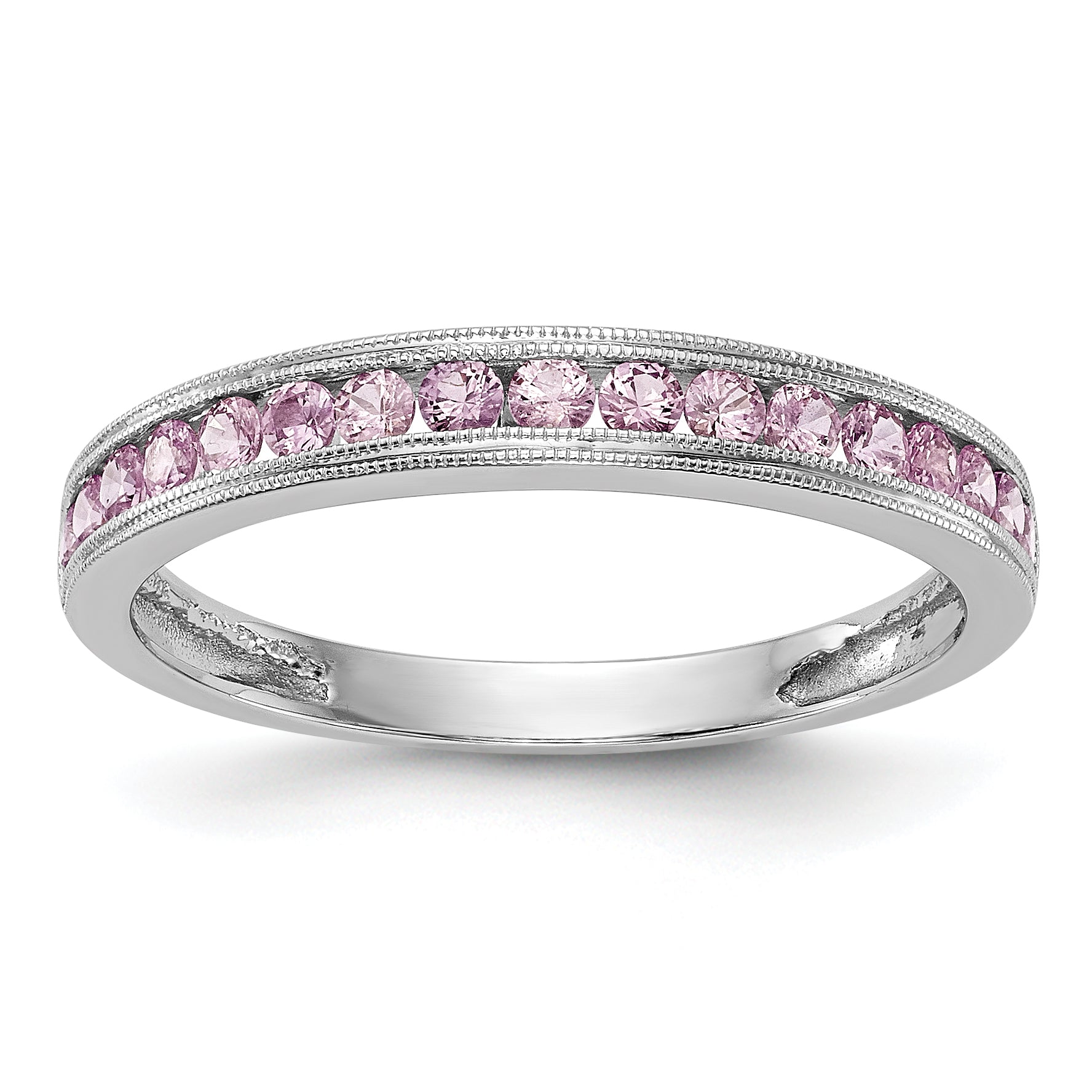 14k White Gold Pink Sapphire Complete Channel Band Main image