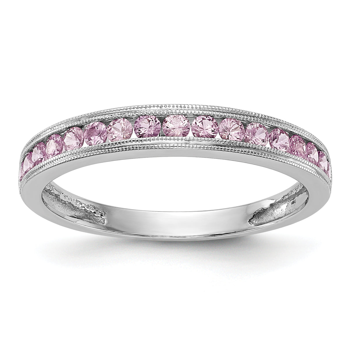 14k White Gold Pink Sapphire Complete Channel Band