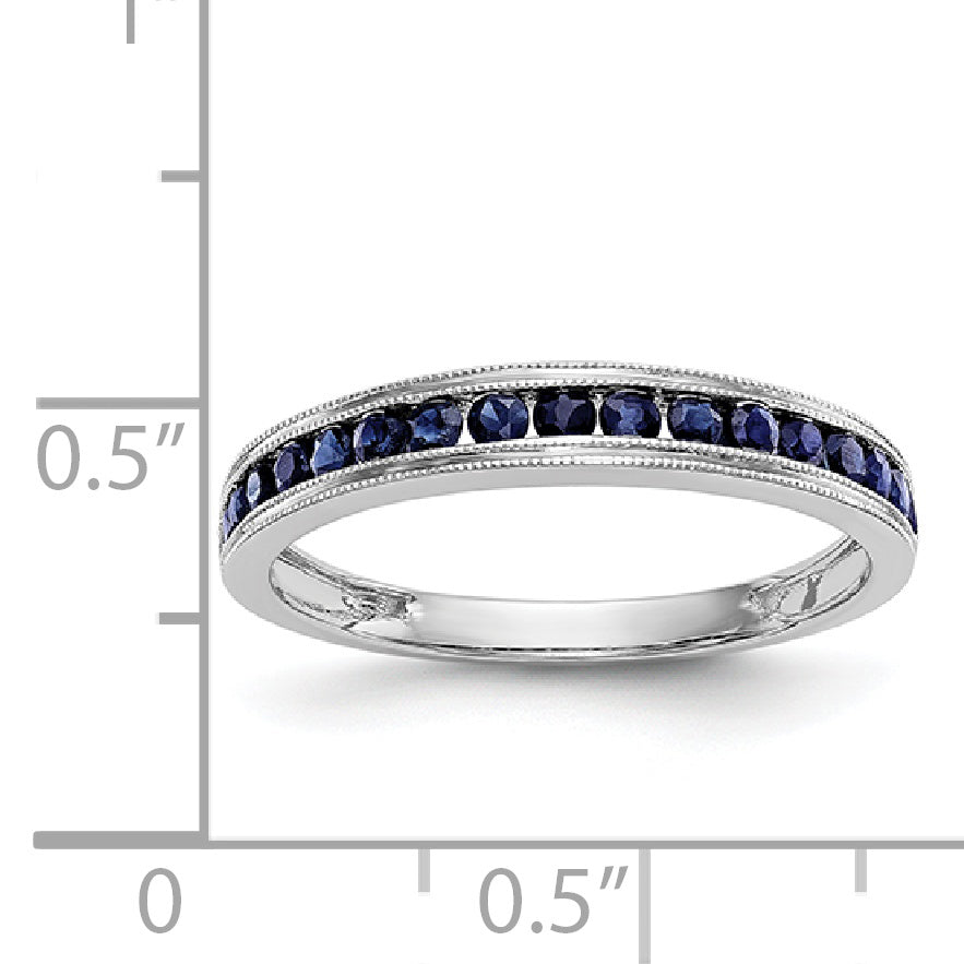 14k White Gold Blue Sapphire Complete Channel Band