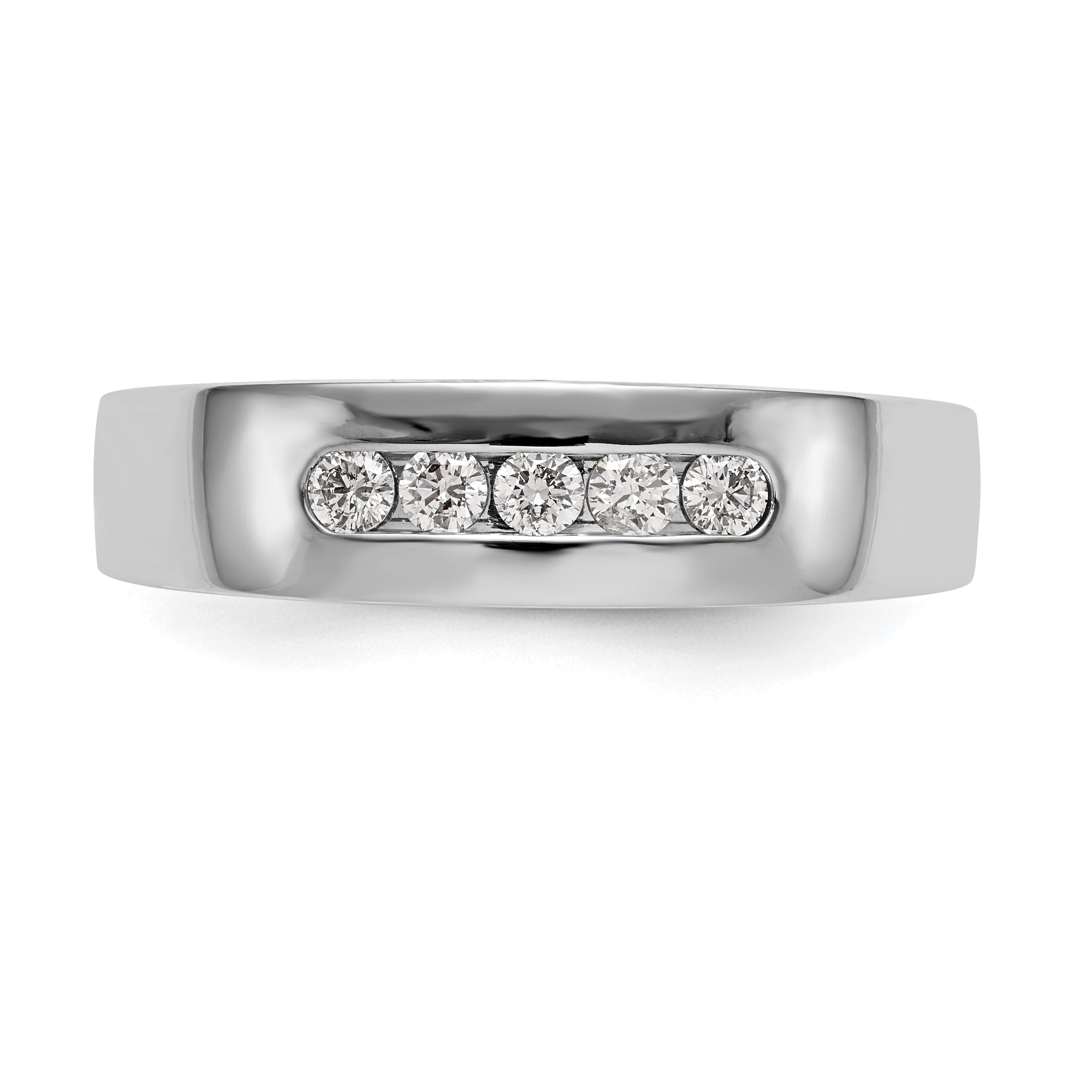 14K White Gold 5-Stone 1/4 carat Diamond Complete Men's Channel Band