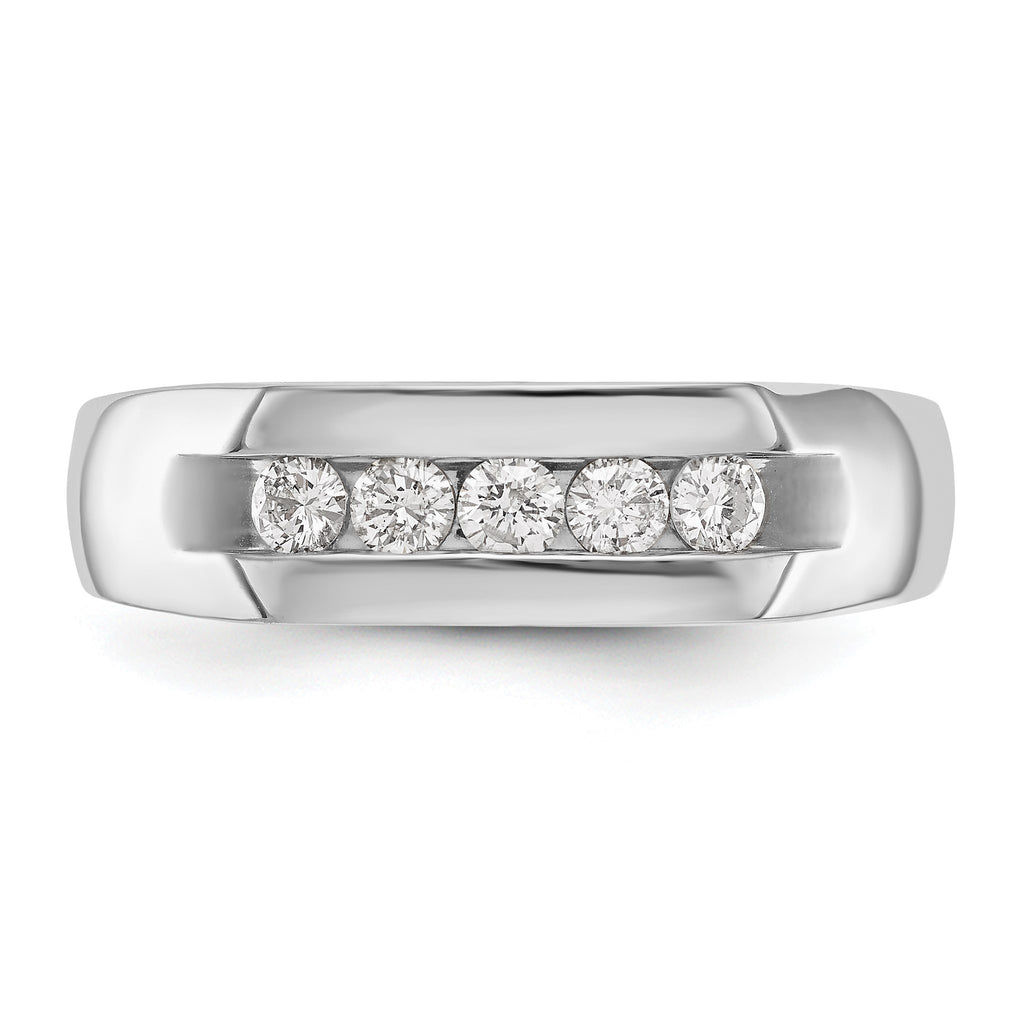 Men's Lab-Grown Diamond Channel Five-Stone Band in 14K White Gold, 3mm (1/3 ct. tw.), Size 10 - Sophia Jewelers