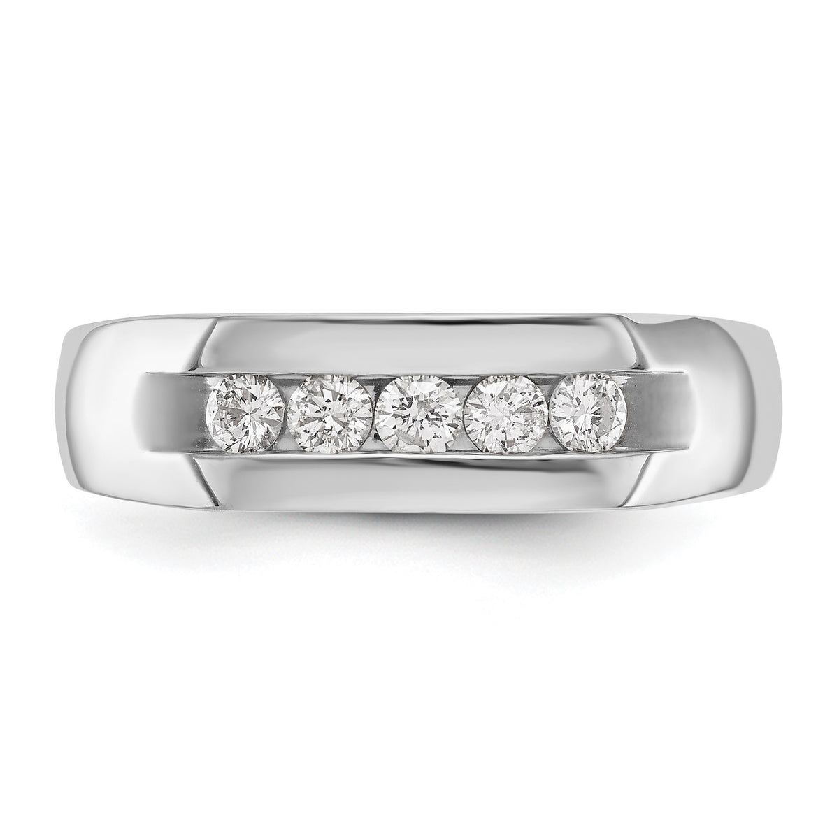 Men's Lab-Grown Diamond Channel Five-Stone Band in 14K White Gold, 3mm (1/3 ct. tw.), Size 10 - Sophia Jewelers