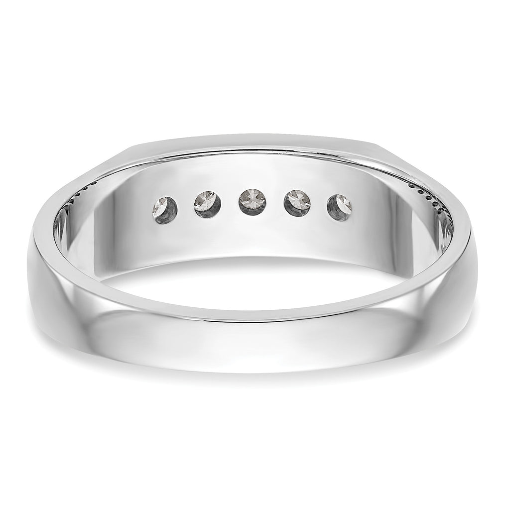 Men's Lab-Grown Diamond Channel Five-Stone Band in 14K White Gold, 3mm (1/3 ct. tw.), Size 10 - Sophia Jewelers