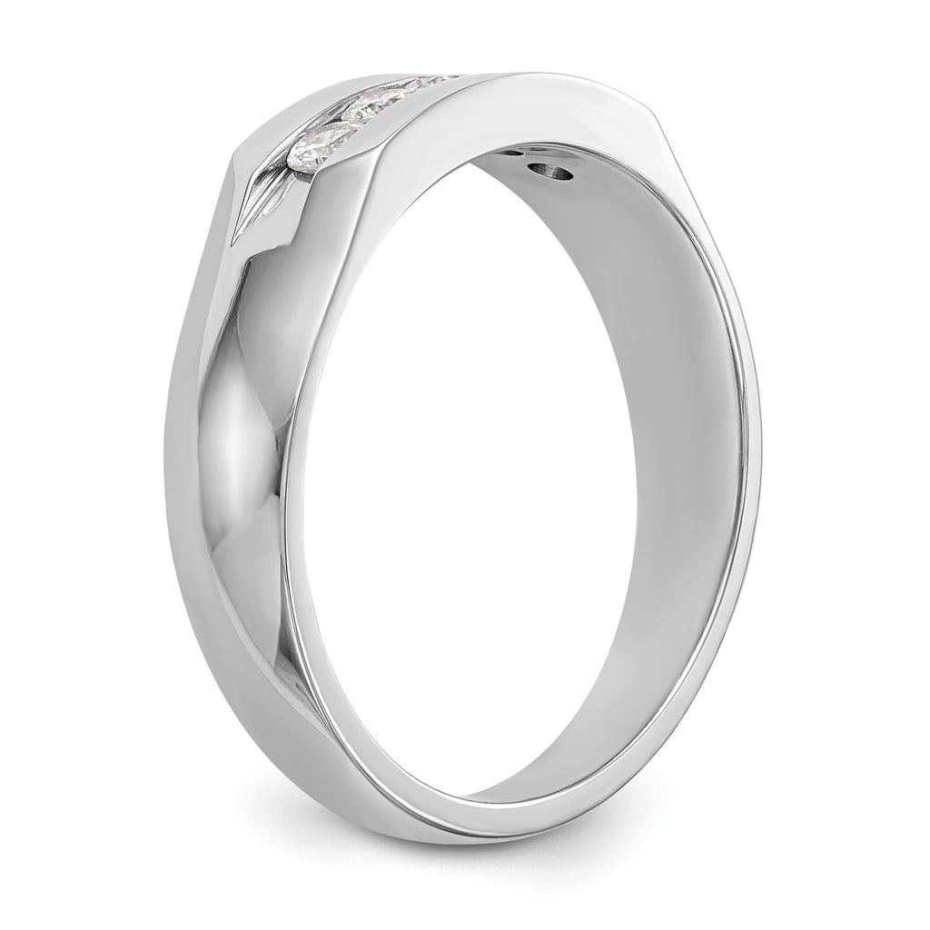 Men's Lab-Grown Diamond Channel Five-Stone Band in 14K White Gold, 3mm (1/3 ct. tw.), Size 10 - Sophia Jewelers