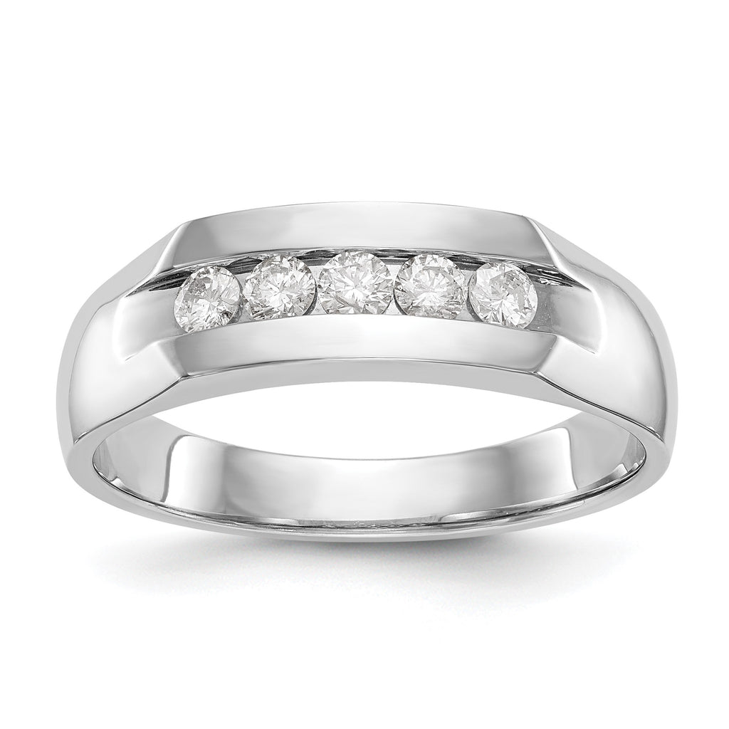 Men's Lab-Grown Diamond Channel Five-Stone Band in 14K White Gold, 3mm (1/3 ct. tw.), Size 10 - Sophia Jewelers