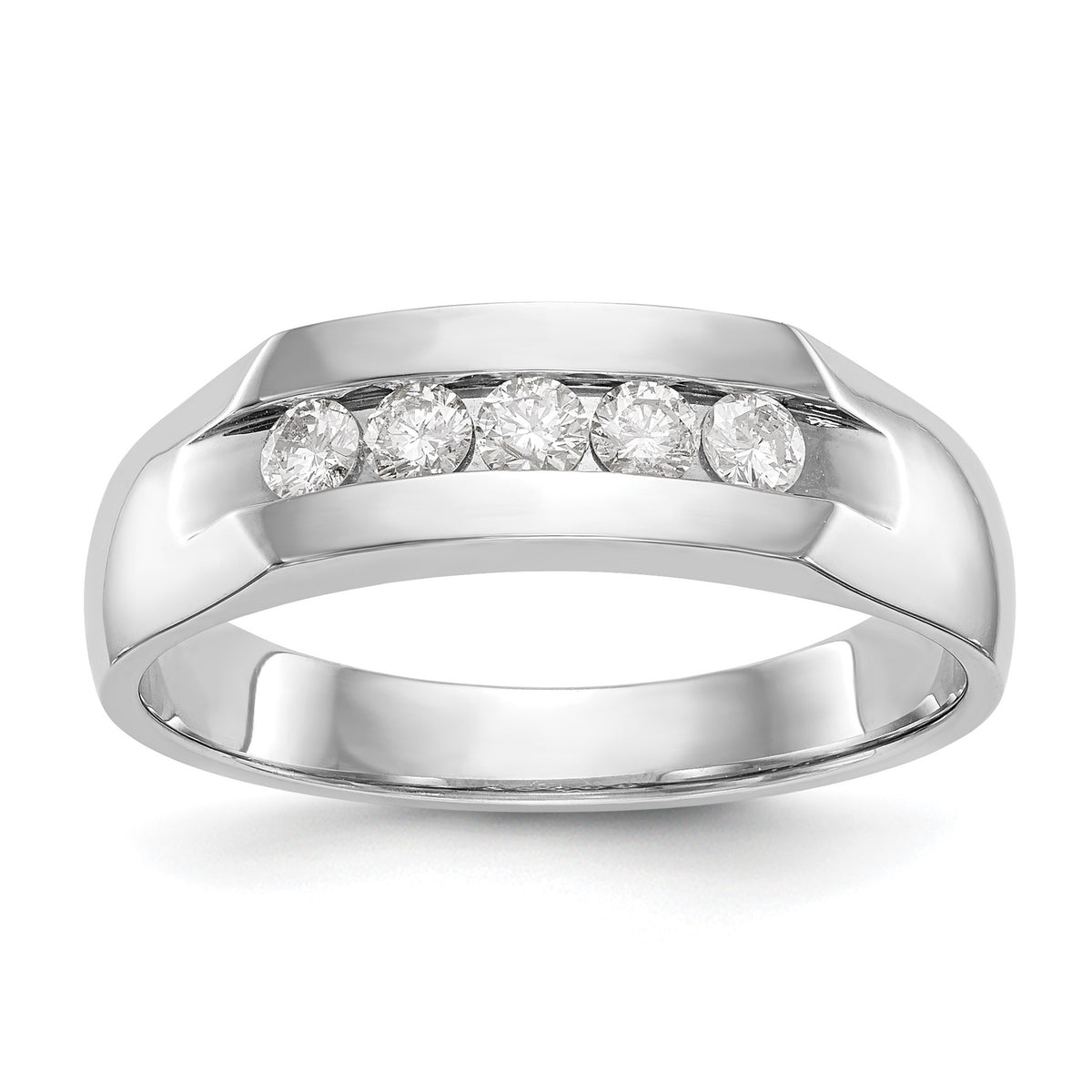 Men's Lab-Grown Diamond Channel Five-Stone Band in 14K White Gold, 3mm (1/3 ct. tw.), Size 10 - Sophia Jewelers
