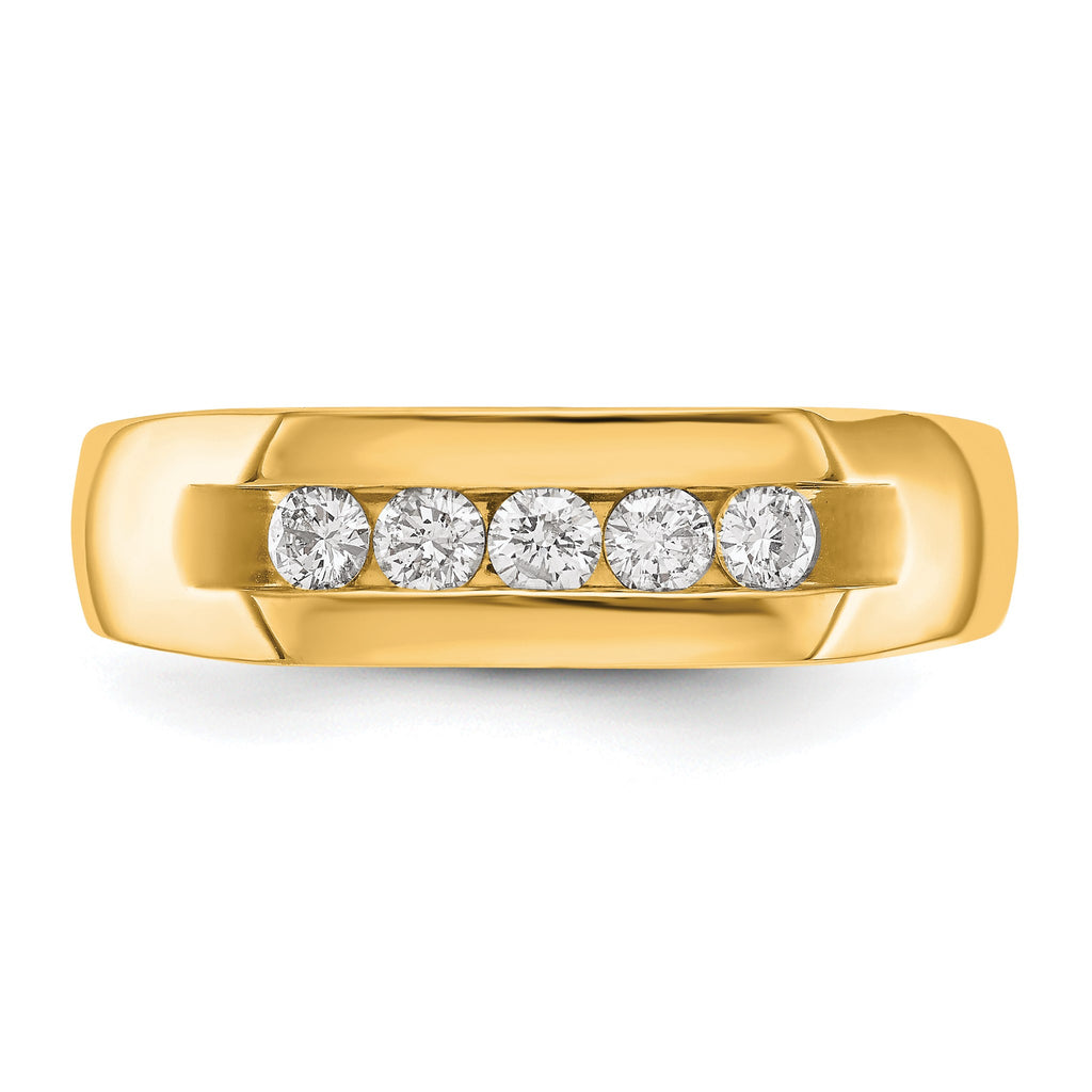 Men's Lab-Grown Diamond Channel Five-Stone Band in 14K Yellow Gold, 3mm (1/3 ct. tw.), Size 10 - Sophia Jewelers