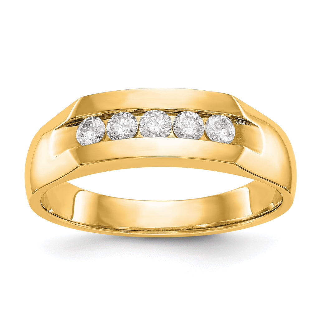 Men's Lab-Grown Diamond Channel Five-Stone Band in 14K Yellow Gold, 3mm (1/3 ct. tw.), Size 10 - Sophia Jewelers
