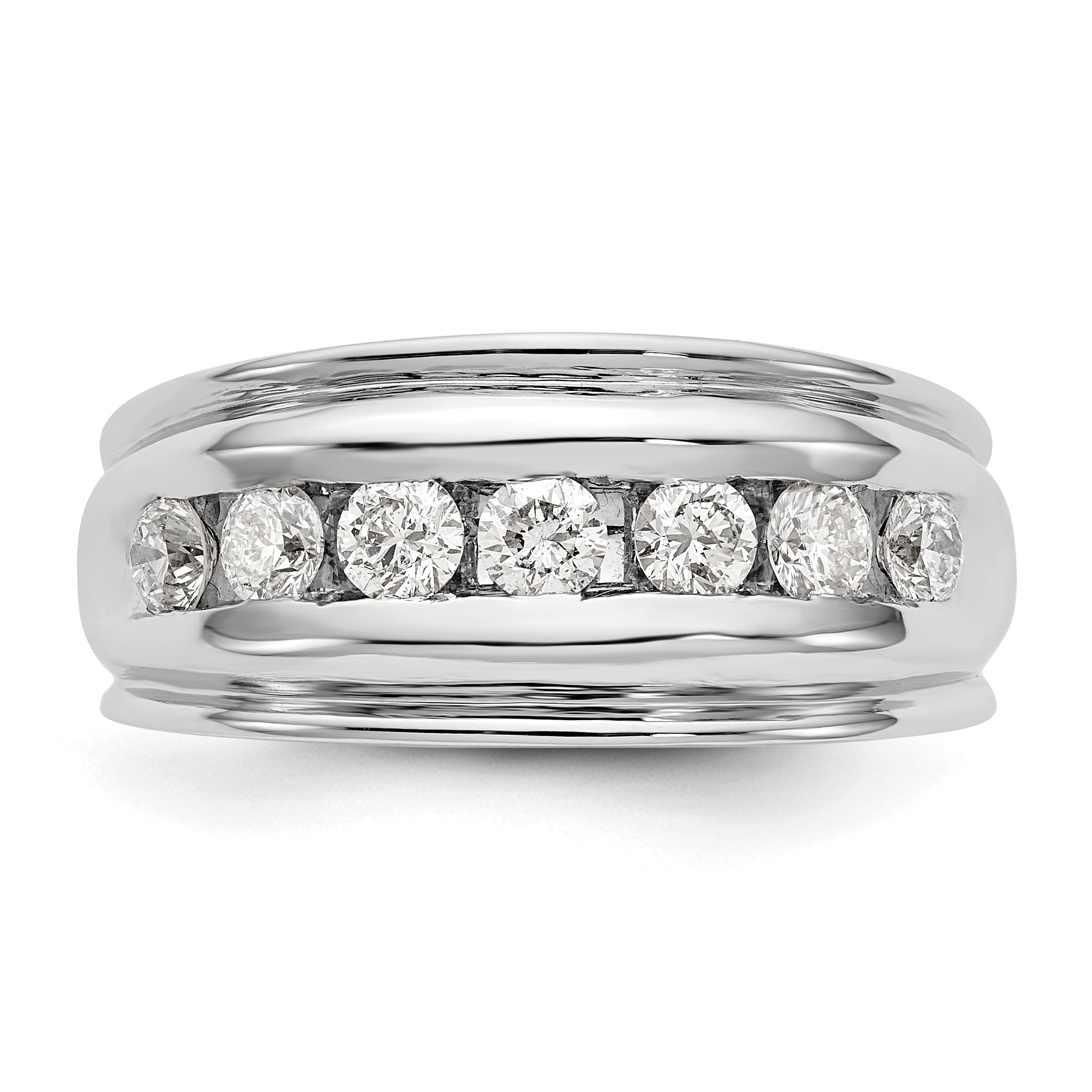 14k White Gold 1 carat Lab Grown Diamond VS/SI+ G+ Seven Stone Complete Men's Ring