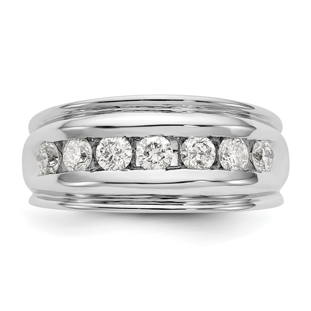 14k White Gold 1 carat Lab Grown Diamond VS/SI+ G+ Seven Stone Complete Men's Ring