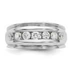 14k White Gold 1 carat Lab Grown Diamond VS/SI+ G+ Seven Stone Complete Men's Ring
