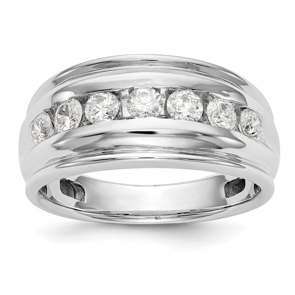 14k White Gold 1 carat Lab Grown Diamond VS/SI+ G+ Seven Stone Complete Men's Ring