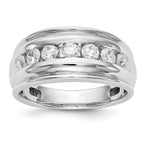 14k White Gold 1 carat Lab Grown Diamond VS/SI+ G+ Seven Stone Complete Men's Ring