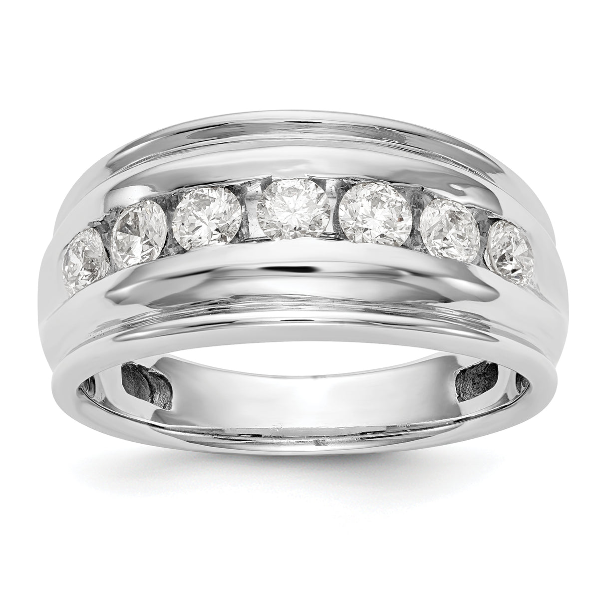 14k White Gold 1 carat Lab Grown Diamond VS/SI+ G+ Seven Stone Complete Men's Ring