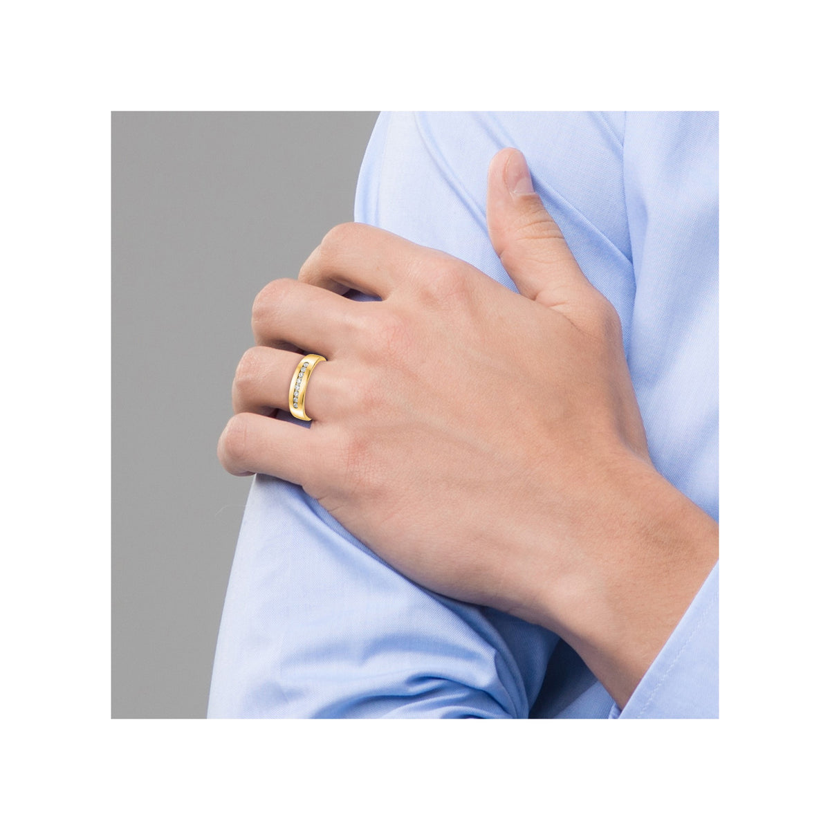 Men's Lab-Grown Diamond Channel Band in 14K Yellow Gold, 3mm (1/3 ct. tw.), Size 10 - Sophia Jewelers