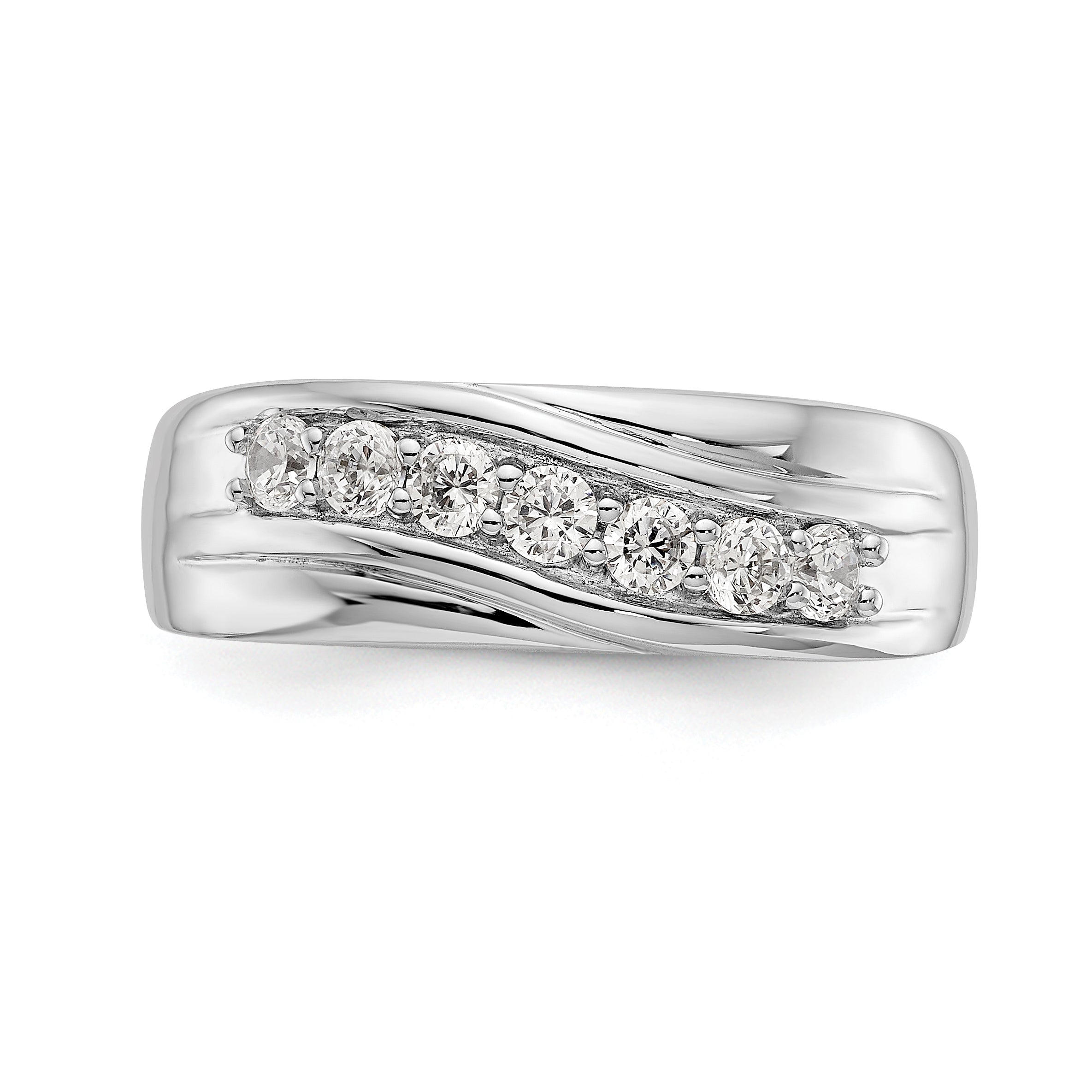 14k White Gold 1/2 carat Lab Grown Diamond VS/SI+ G+ Seven Stone Complete Men's Ring