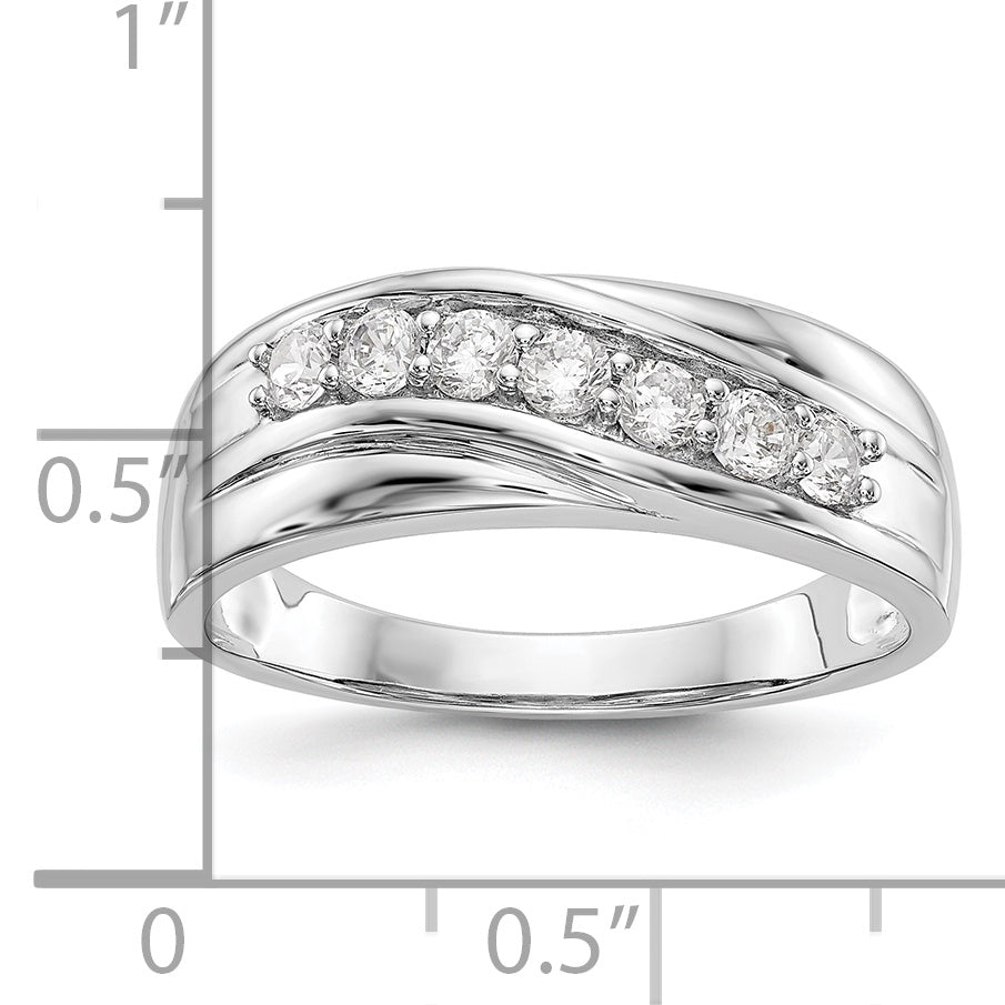 14k White Gold 1/2 carat Lab Grown Diamond VS/SI+ G+ Seven Stone Complete Men's Ring