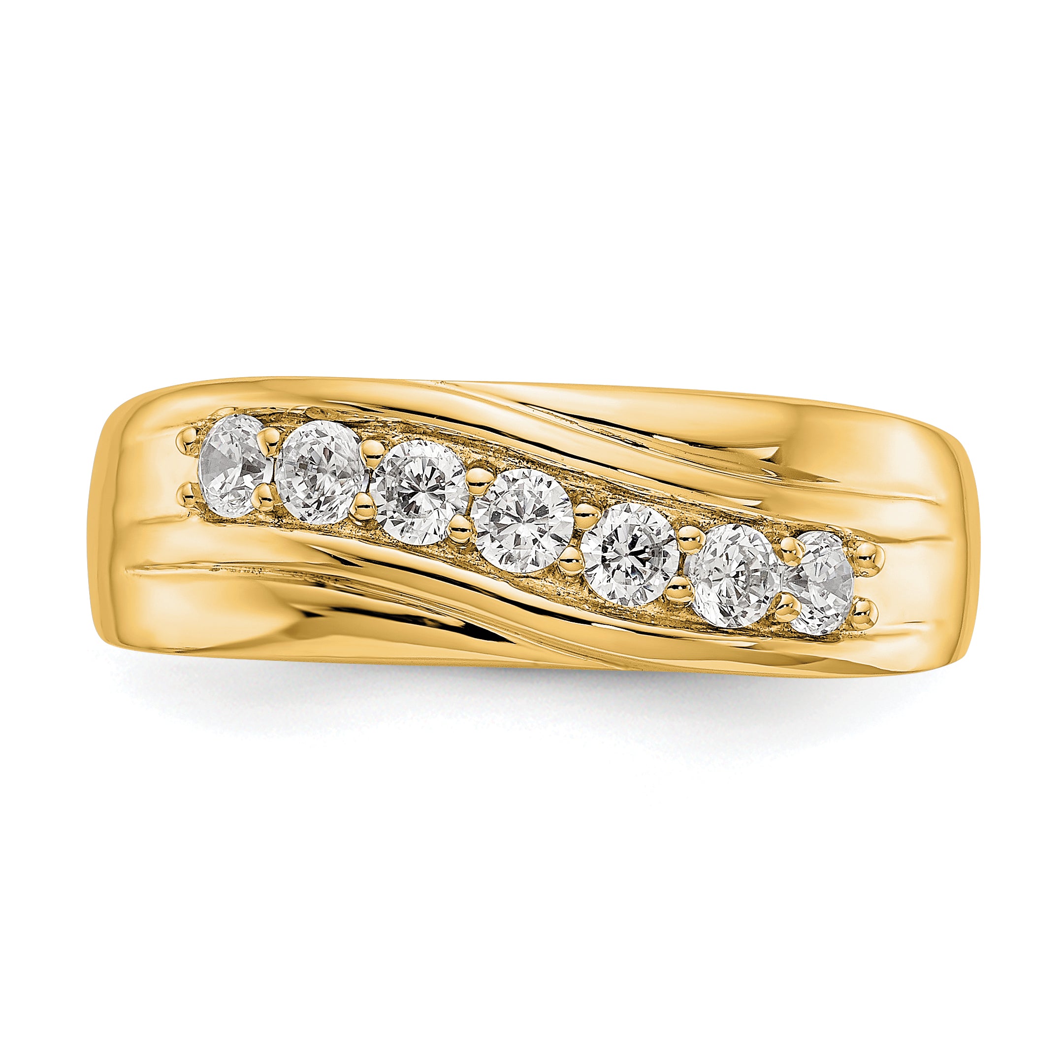 14k 1/2 carat Lab Grown Diamond VS/SI+ G+ Seven Stone Complete Men's Ring