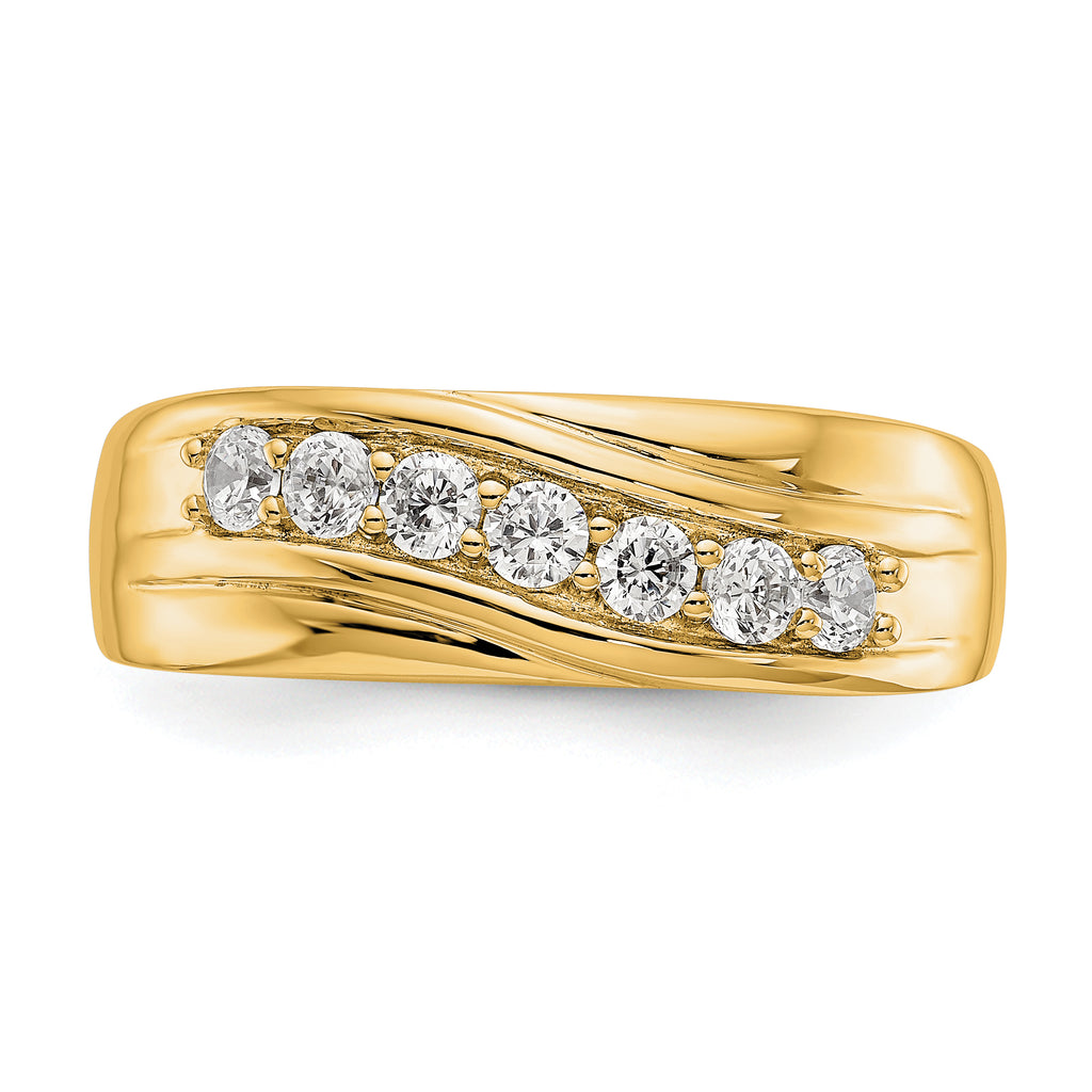 14k 1/2 carat Lab Grown Diamond VS/SI+ G+ Seven Stone Complete Men's Ring