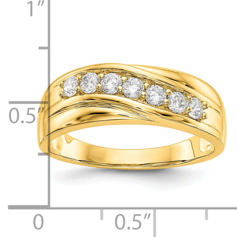 14k 1/2 carat Lab Grown Diamond VS/SI+ G+ Seven Stone Complete Men's Ring