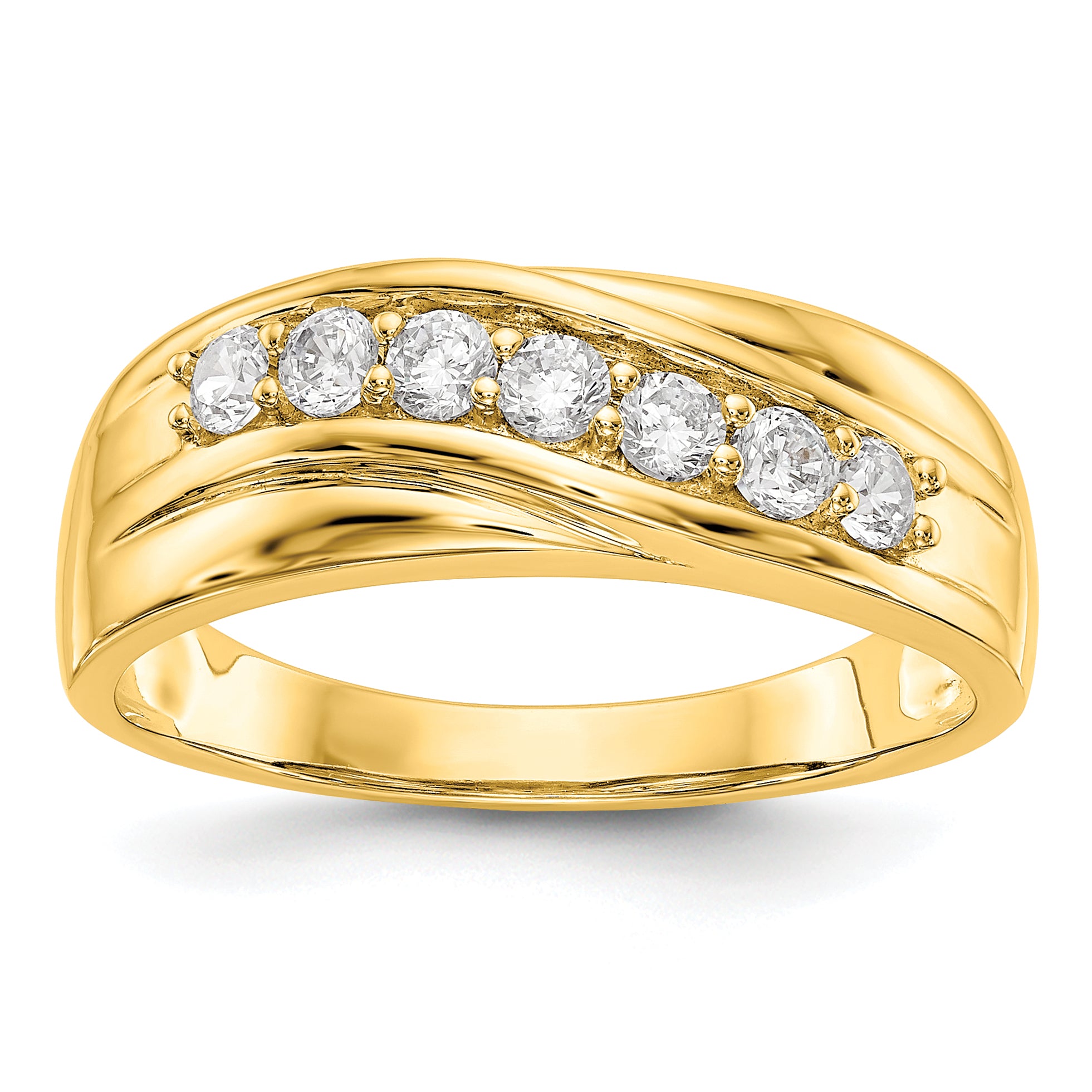 14k 1/2 carat Lab Grown Diamond VS/SI+ G+ Seven Stone Complete Men's Ring Main image