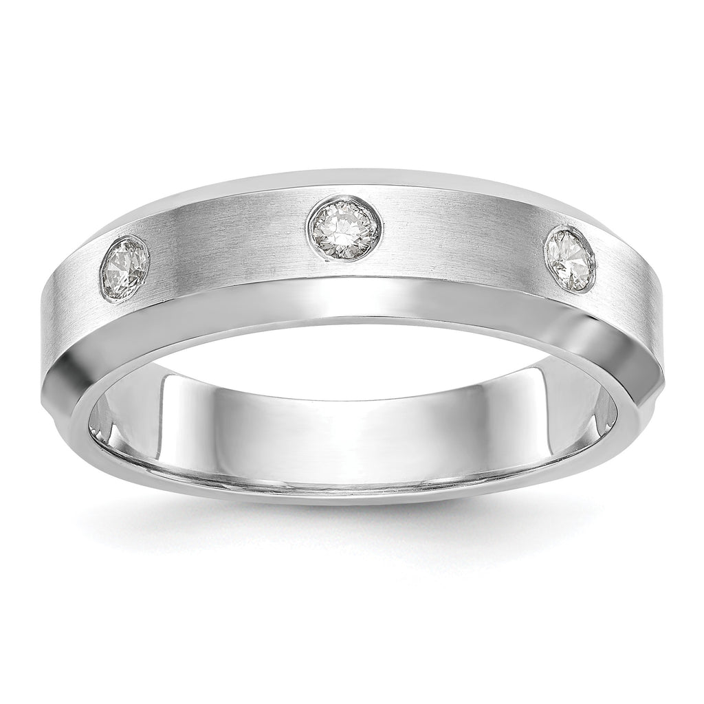 Men's Lab-Grown Diamond Band in 14K White Gold, 4mm (1/6 ct. tw.), Size 10 - Sophia Jewelers