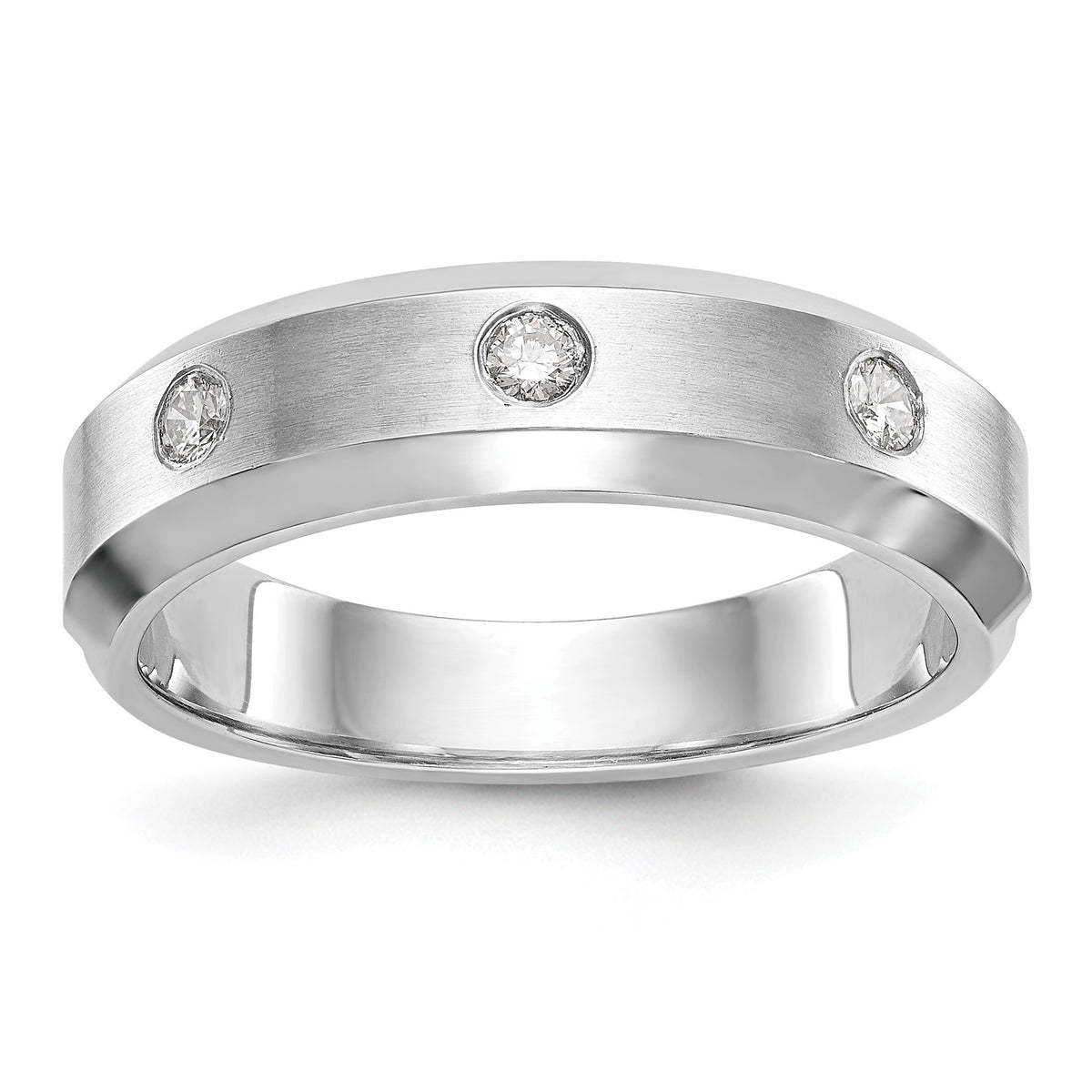 Men's Lab-Grown Diamond Band in 14K White Gold, 4mm (1/6 ct. tw.), Size 10 - Sophia Jewelers