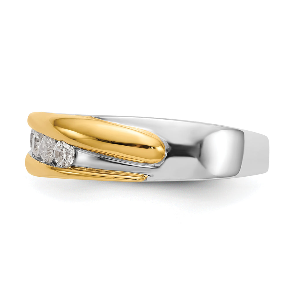 14k Two-tone 3/8 carat Lab Grown Diamond VS/SI+ G+ Complete Men's Ring