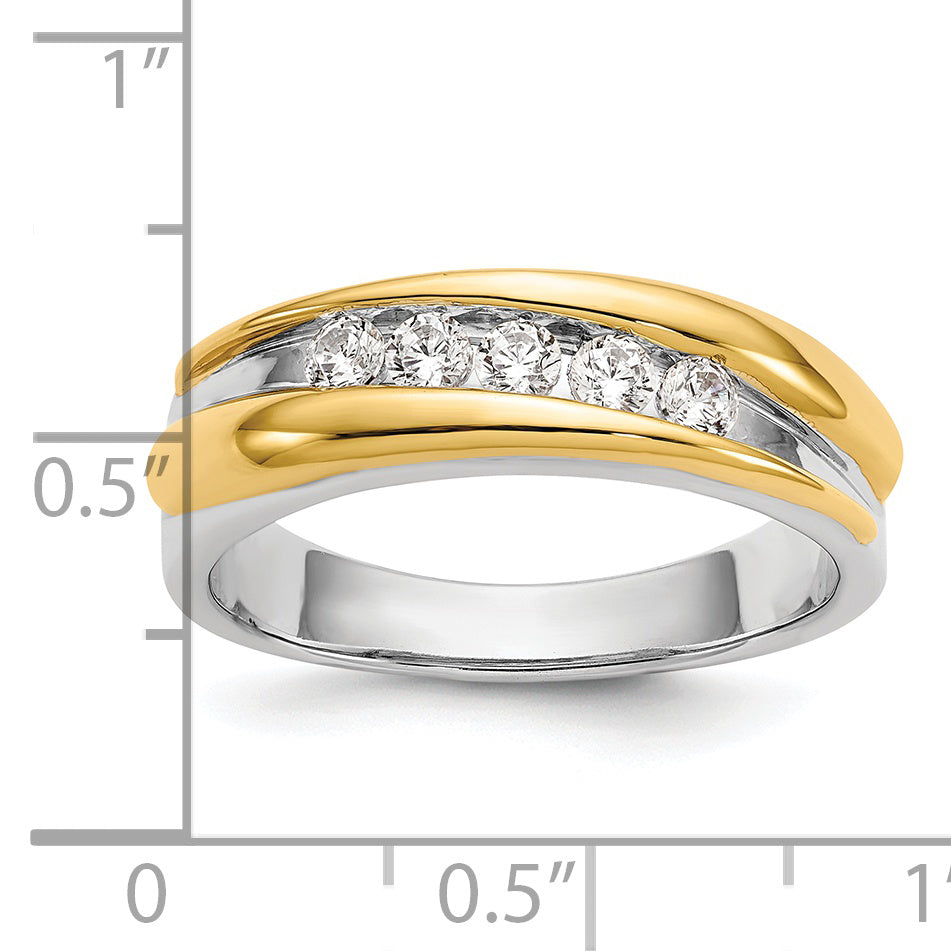 14k Two-tone 3/8 carat Lab Grown Diamond VS/SI+ G+ Complete Men's Ring